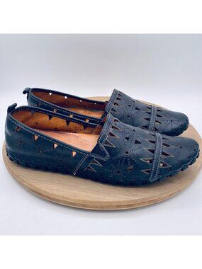 Spring Step Shoes Womens 10 41 Black Leather Perforated Loafers Artisan Boho